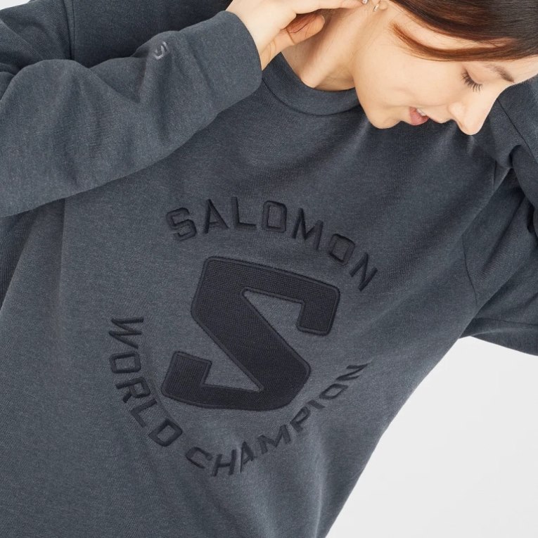 Dark Grey Salomon Outlife Logo Summer Heather Women's Sweatshirt | IE MW7625